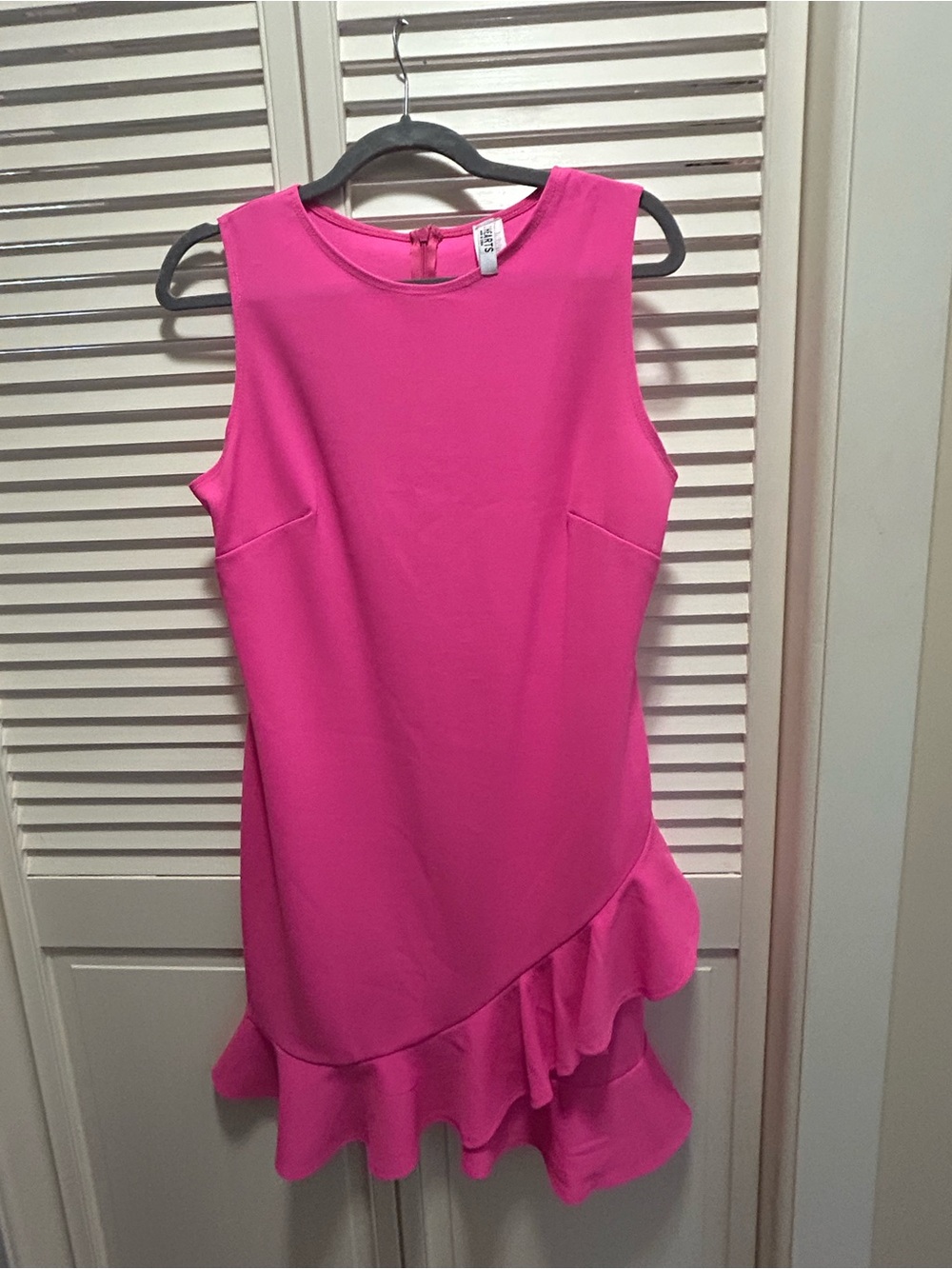 Sleeveless Fuchsia Ruffle-Hem Mini Dress